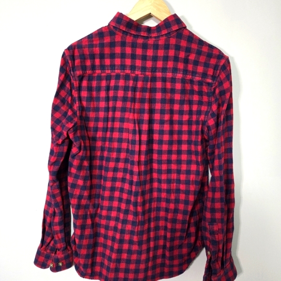 EDDIE BAUER mens small plaid red long sleeve  Button shirt - Picture 8 of 13
